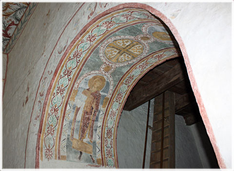 Bysantinska målningar i tornbågen, Garde kyrka